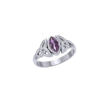 Celtic Knotwork Sterling Silver Ring with Gemstone TR556